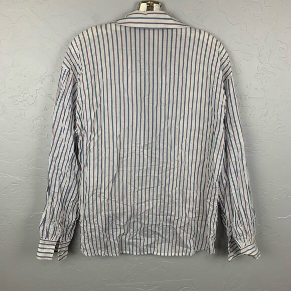 Cinq A Sept Blouse Lillian Faux Wrap Blue Red Stripe High Low Elastic Size Small - Picture 3 of 10